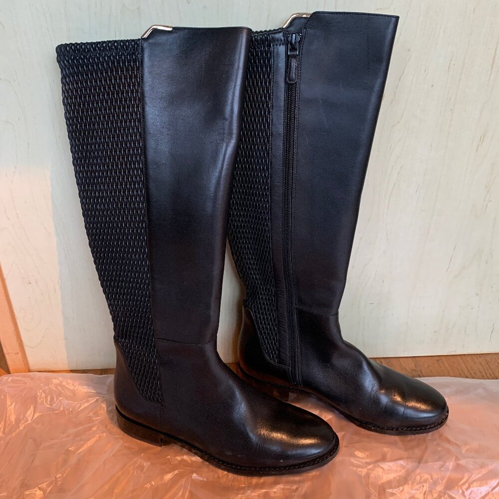 Size 6.5 Cole Haan Knee High Black Boots, Low Heel